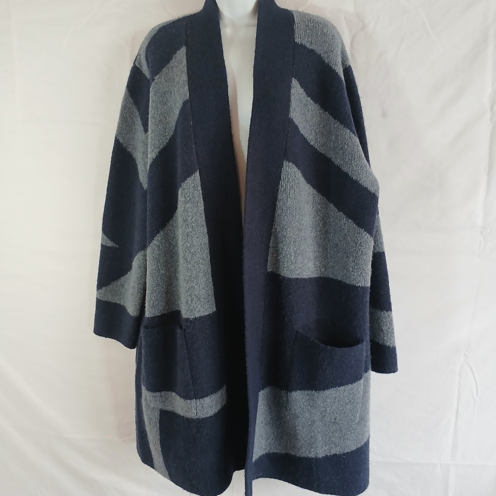 Banana Republic Sweater Gray And Blue Open Front Long Sz XL  Casual Cabin Office